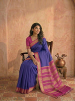 Indigo blue Kalyani cotton saree