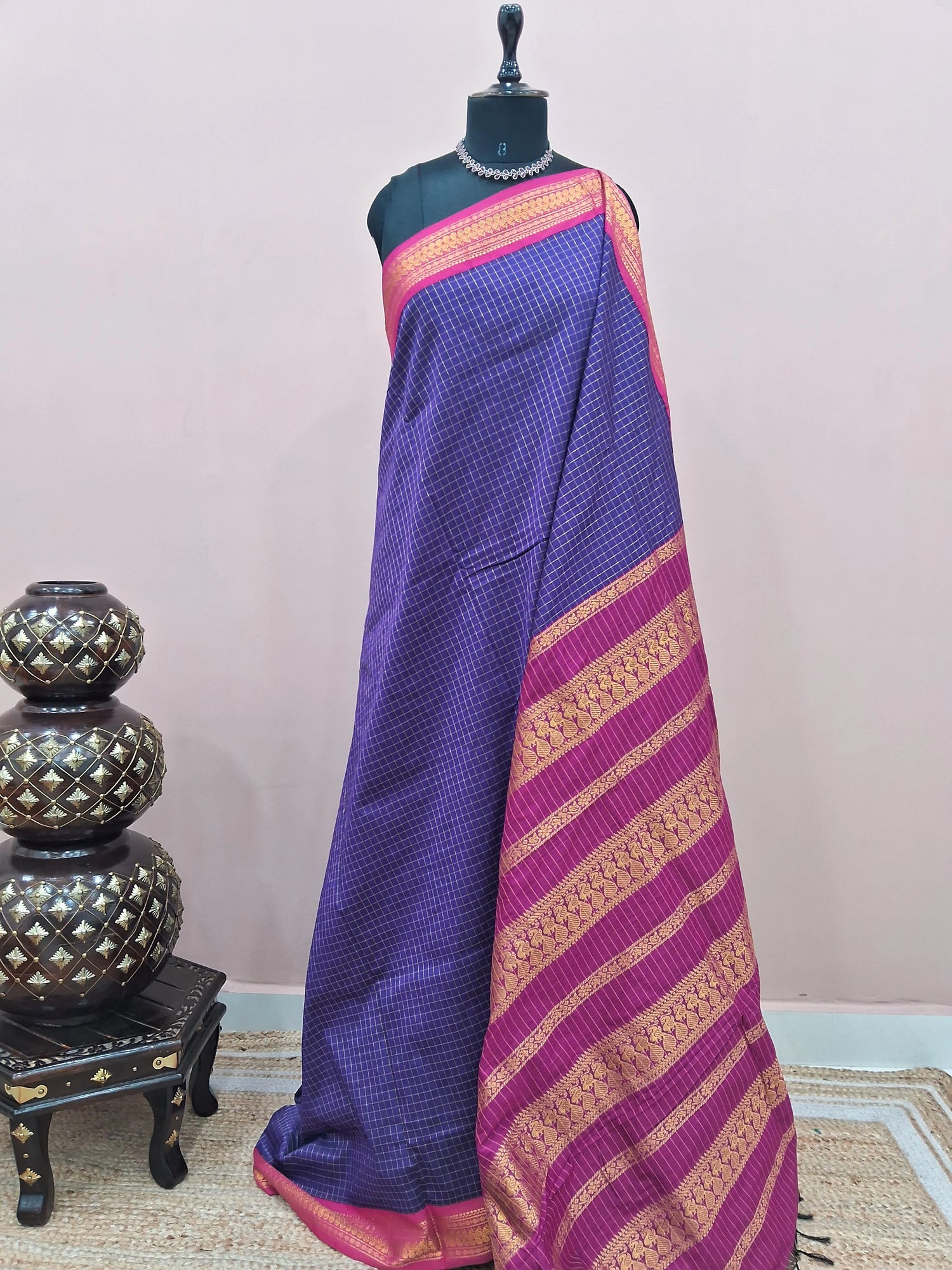 Indigo blue Kalyani cotton saree