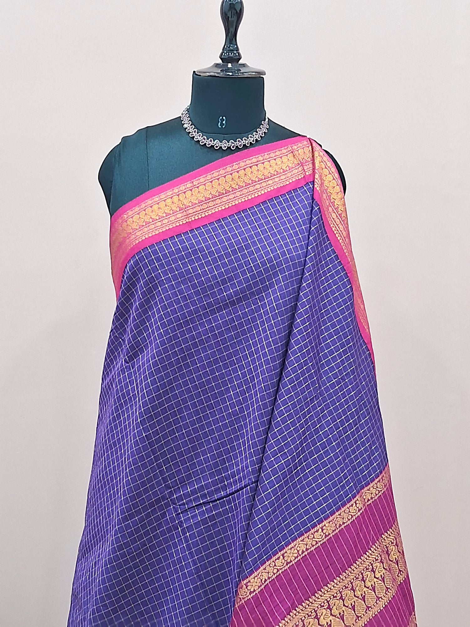 Indigo blue Kalyani cotton saree 1