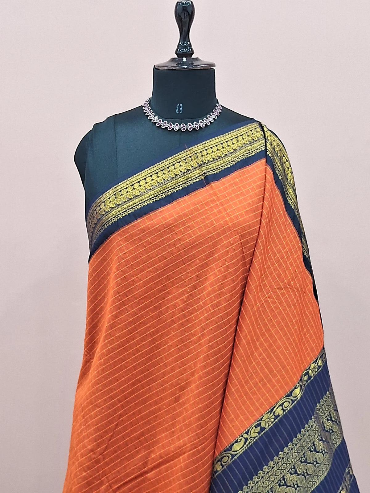 Mustard orange Kalyani cotton saree 1