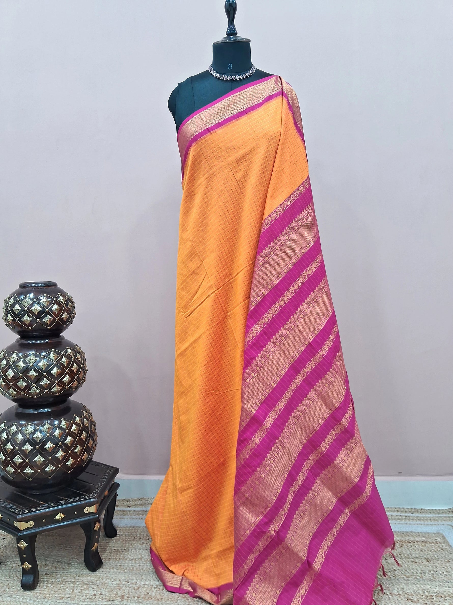 Mango yellow Kalyani cotton saree