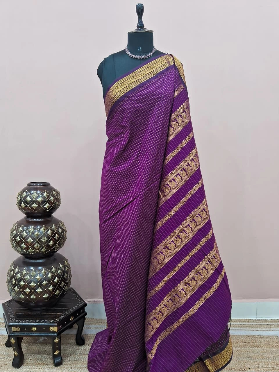 Wine Pure Kalyani Cotton Saree 