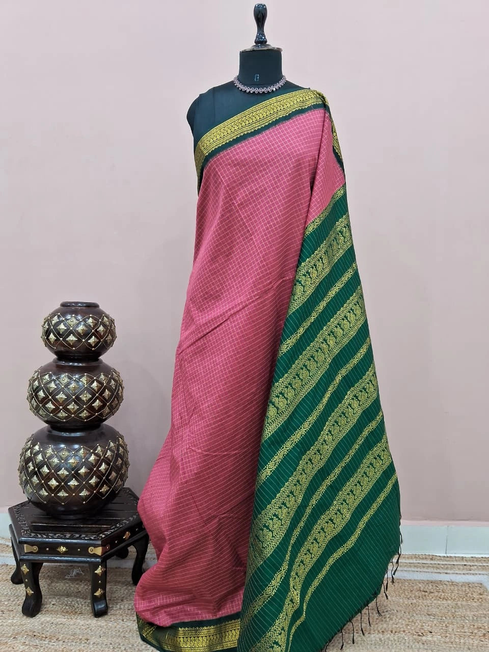 Dark Peach Kalyani Cotton Saree 