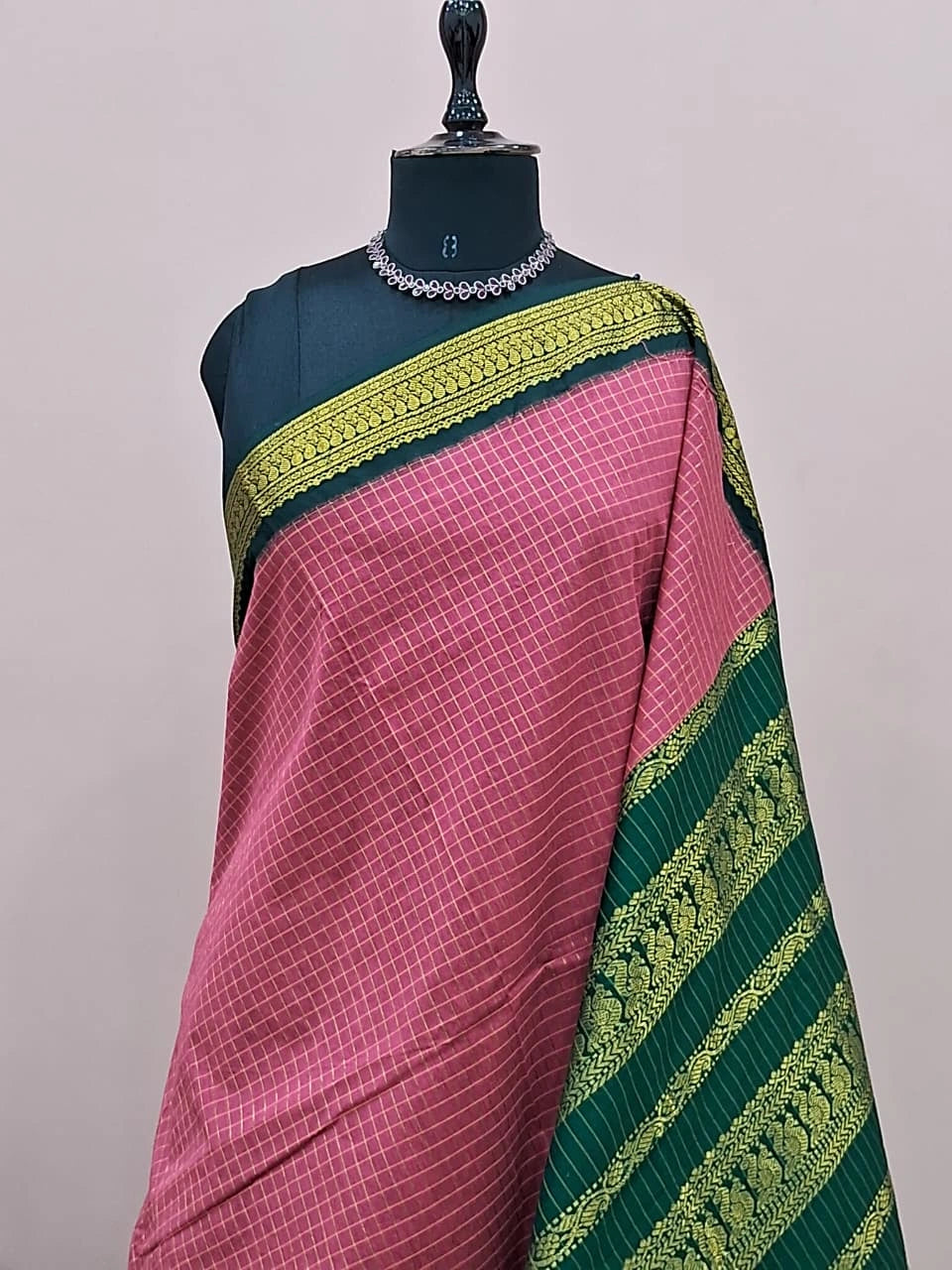 Dark Peach Kalyani Cotton Saree 1
