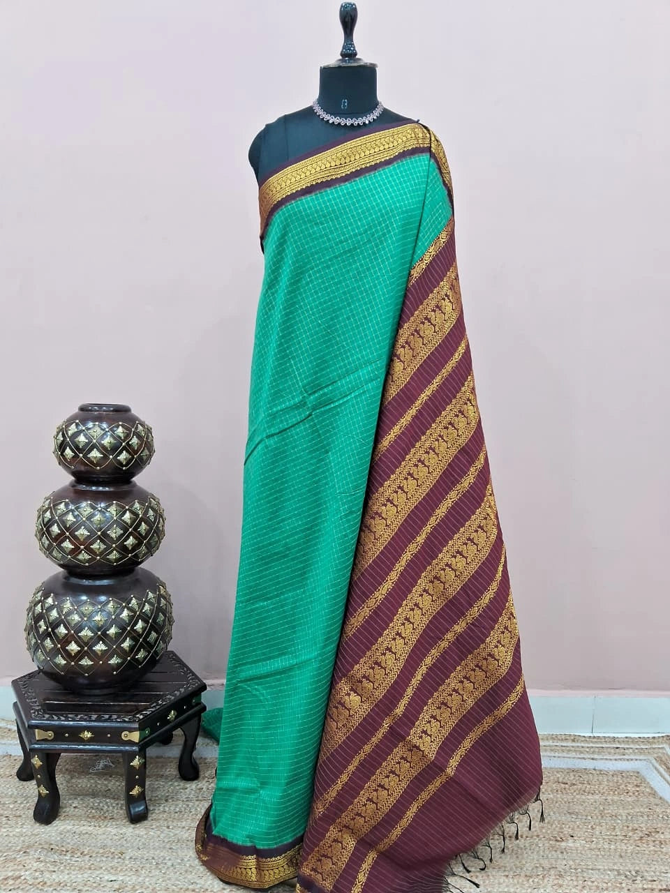 Sea Green Kalyani Cotton Saree 