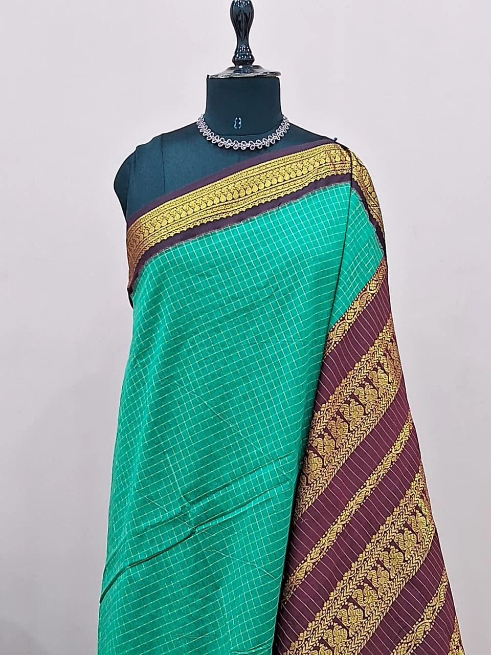 Sea Green Kalyani Cotton Saree 1