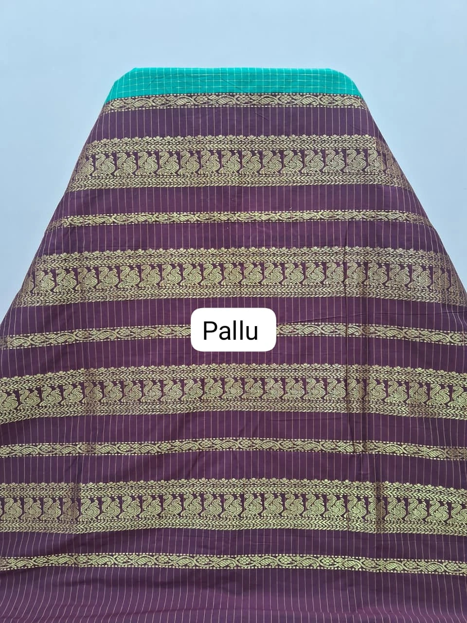 Sea Green Kalyani Cotton Saree pallu