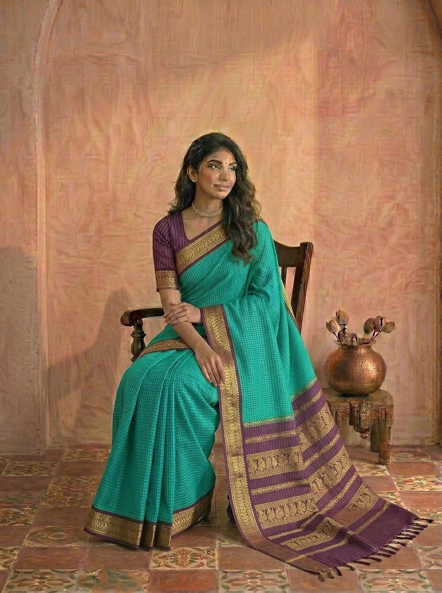 Sea Green Kalyani Cotton Saree 