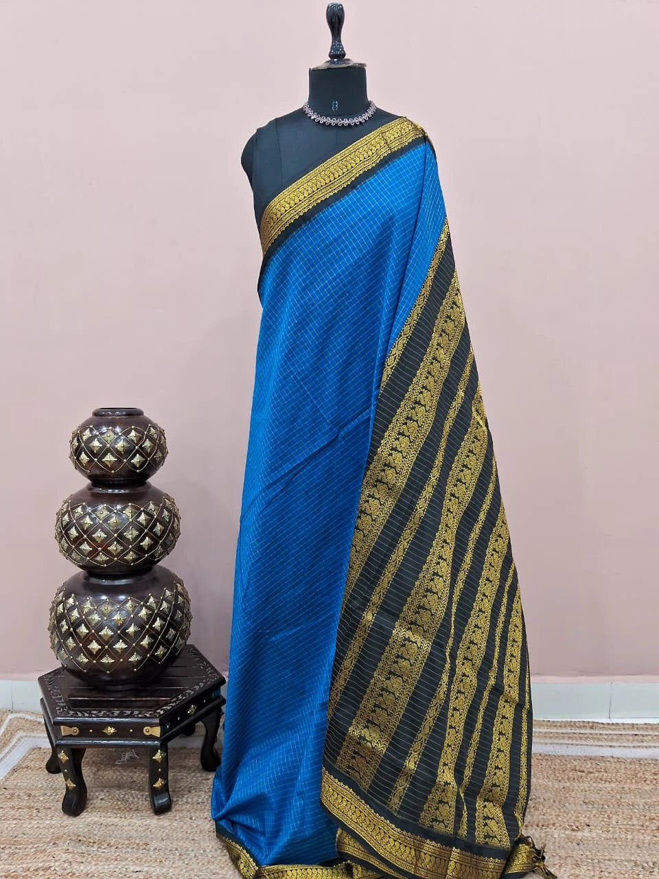 Pure Royal Blue Kalyani Cotton Saree 