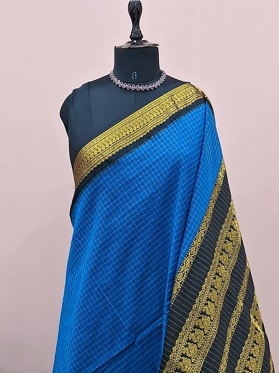 Pure Royal Blue Kalyani Cotton Saree 1