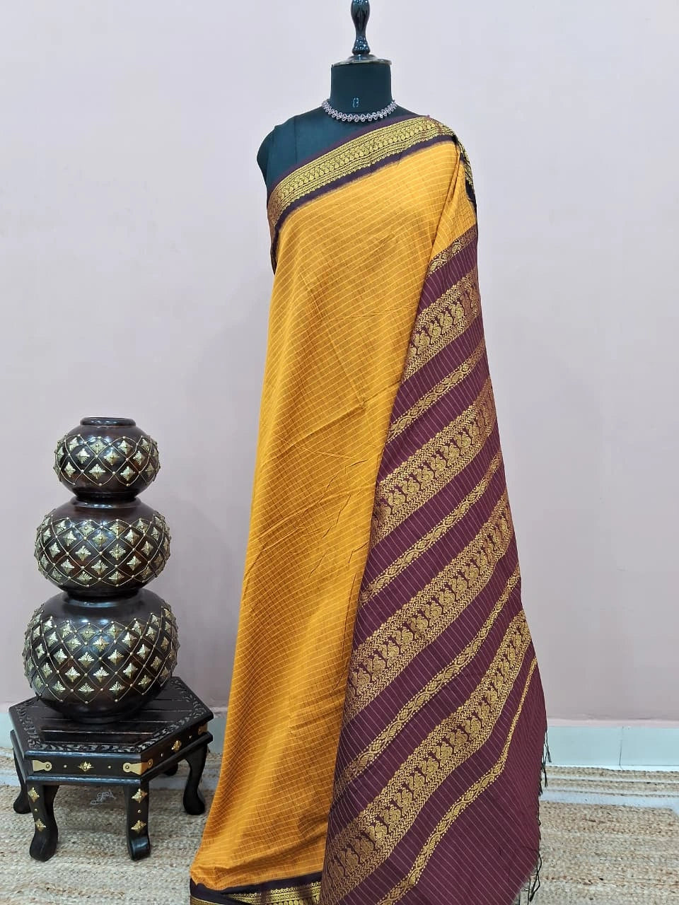 Mango Yellow Kalyani Cotton Saree 