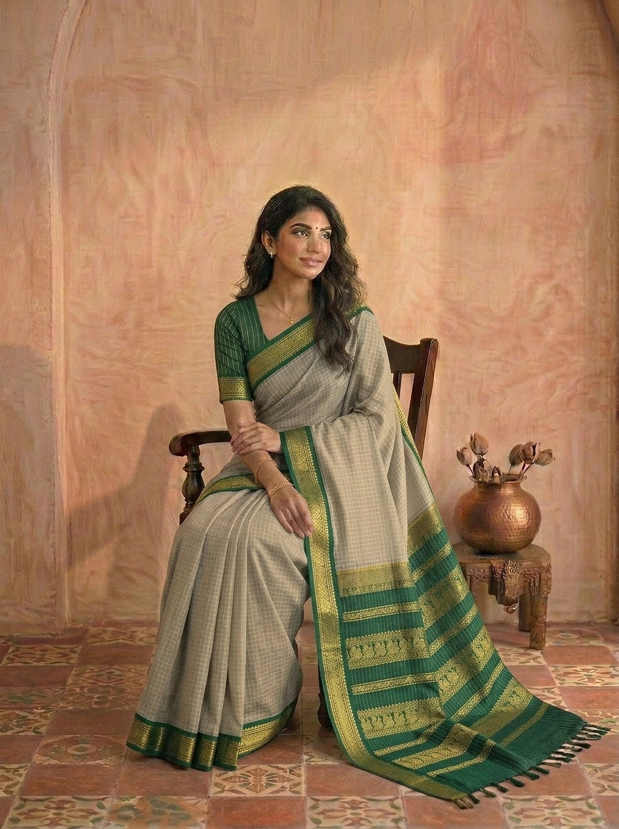 Beige Kalyani Cotton Saree 