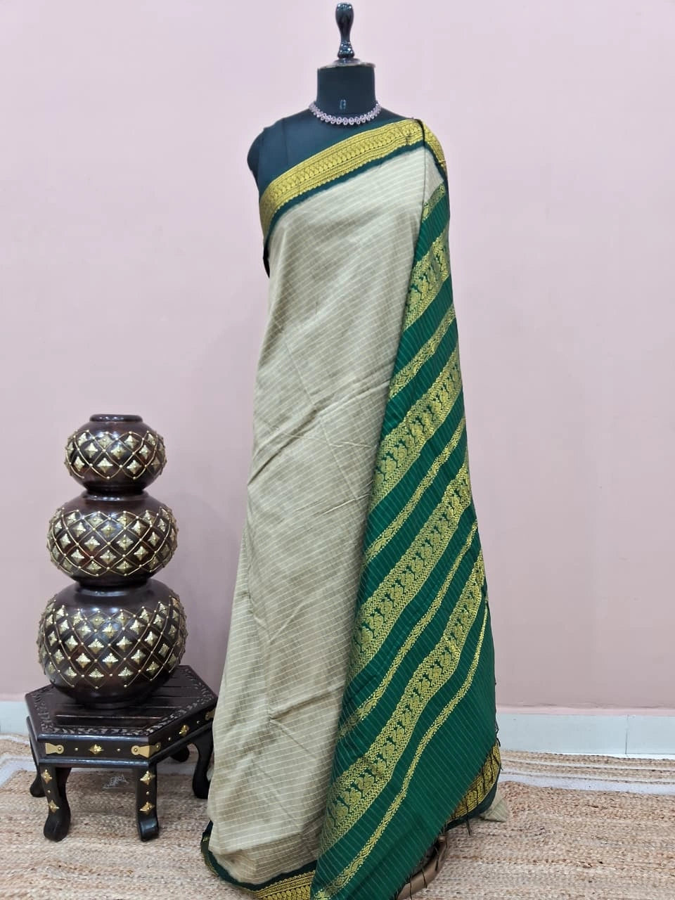 Beige Kalyani Cotton Saree 