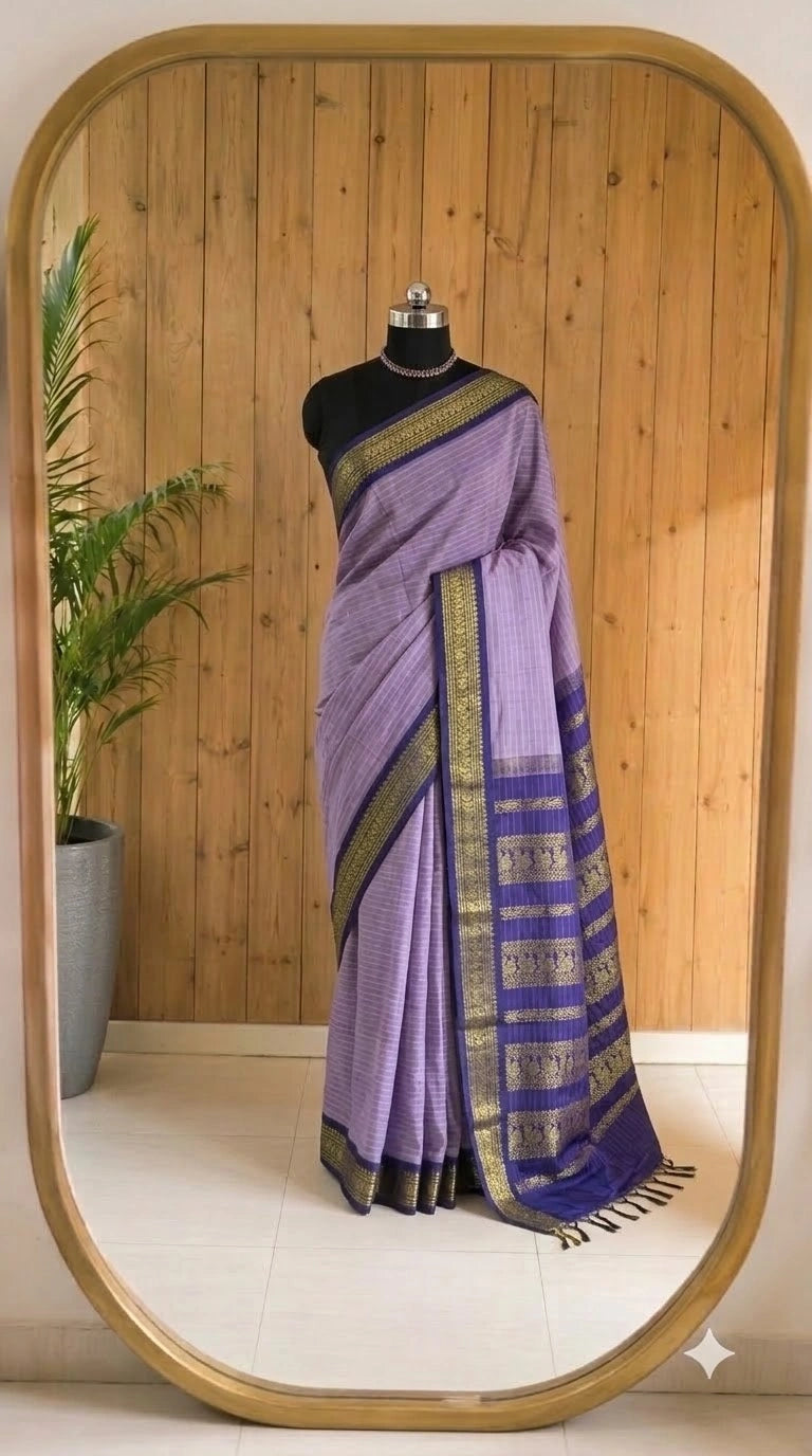 Lavender Kalyani Cotton Saree 