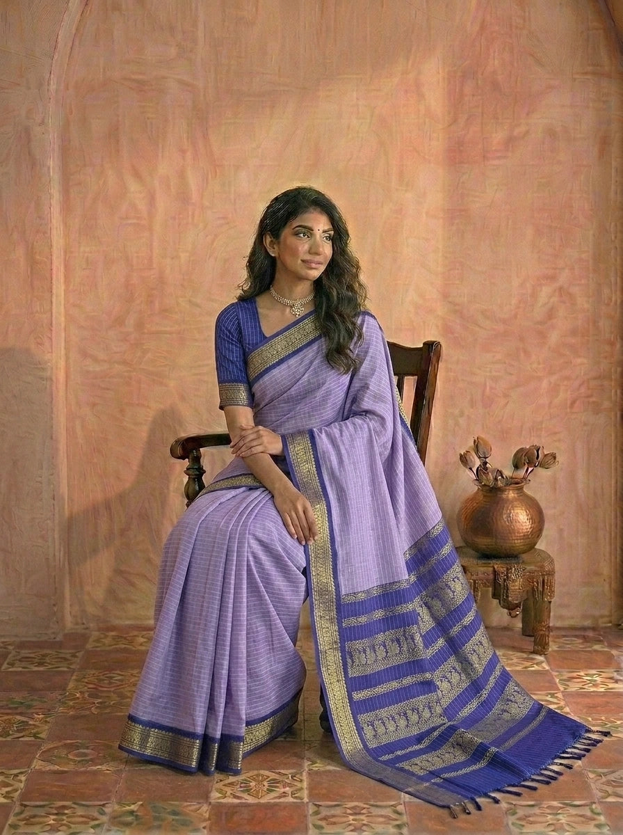 Lavender Kalyani Cotton Saree 