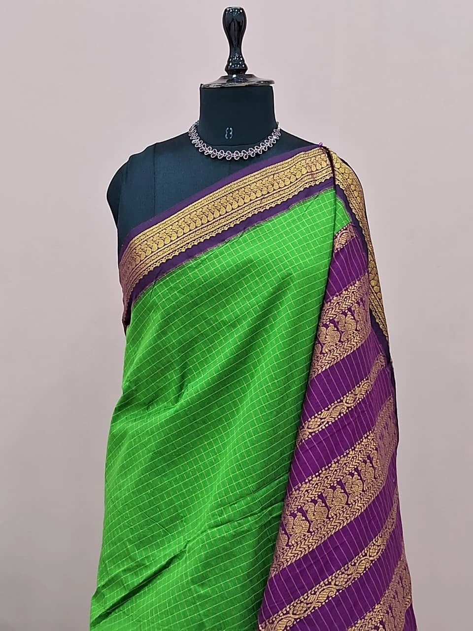 Parrot Green Kalyani Cotton Saree 1