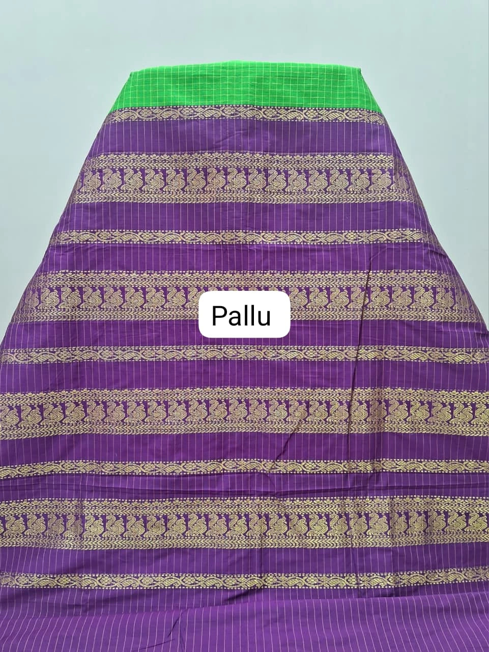 Parrot Green Kalyani Cotton Saree pallu