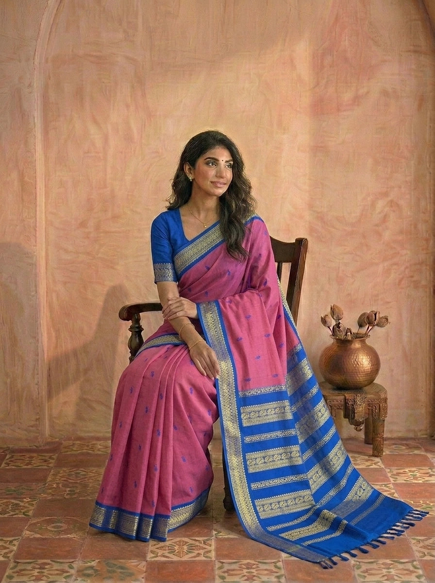 Onion Pink Kalyani Cotton Saree 