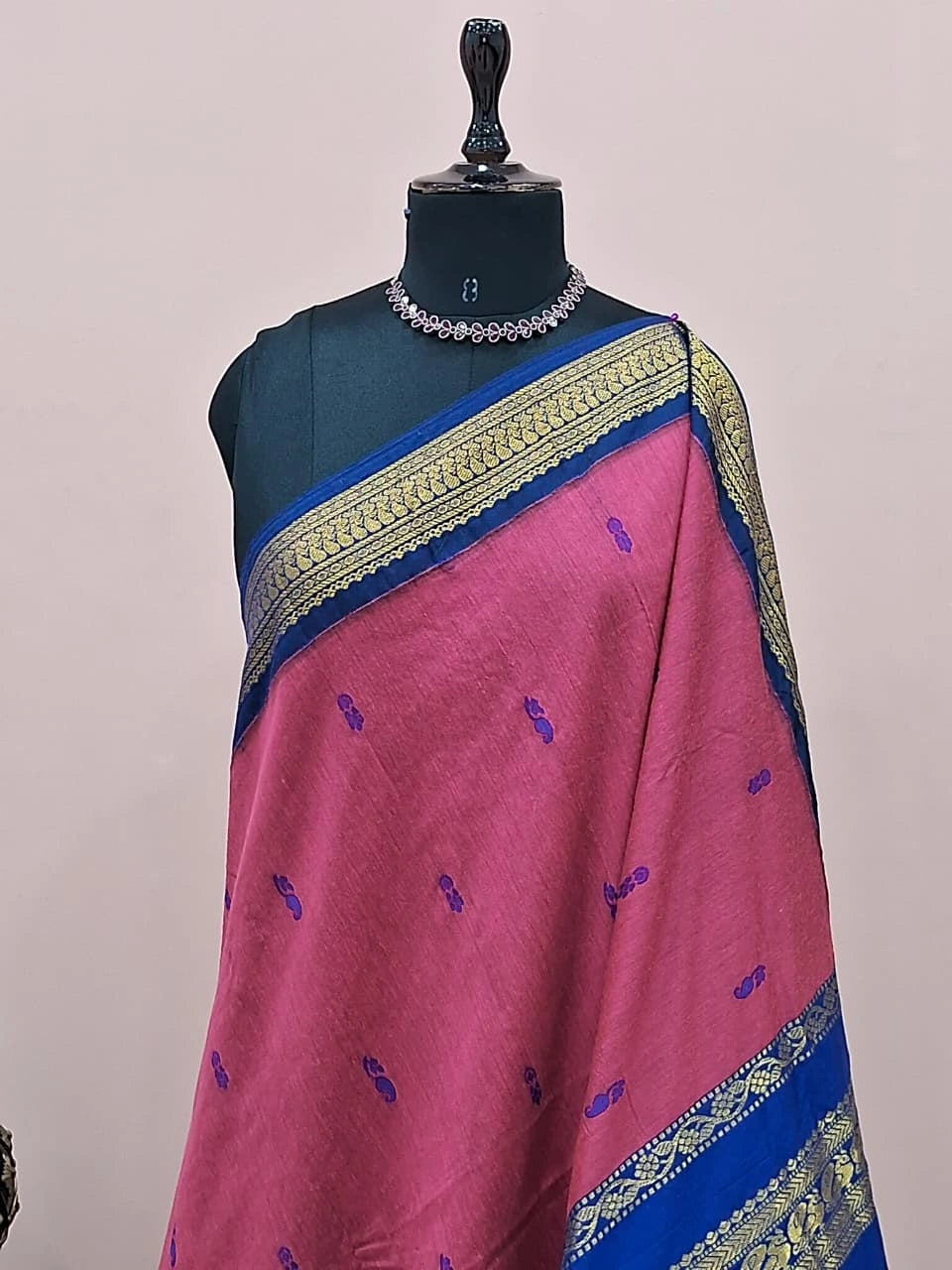 Onion Pink Kalyani Cotton Saree 1