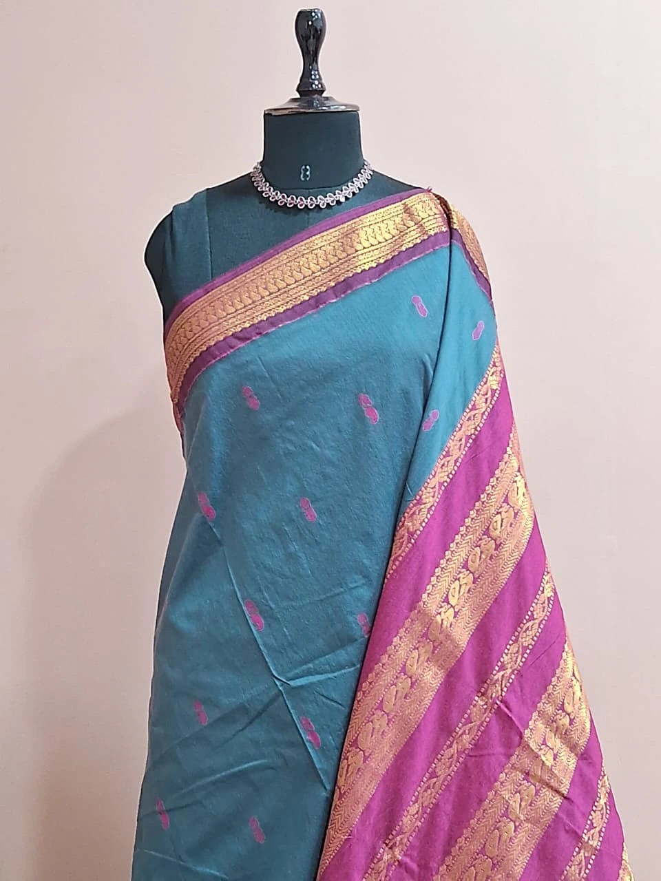 Baby Blue Kalyani Cotton Saree 1