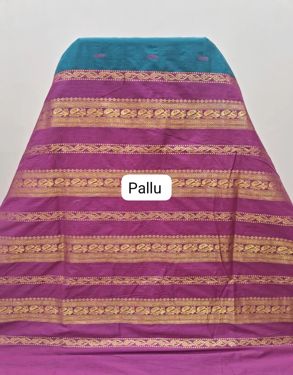 Baby Blue Kalyani Cotton Saree Pallu