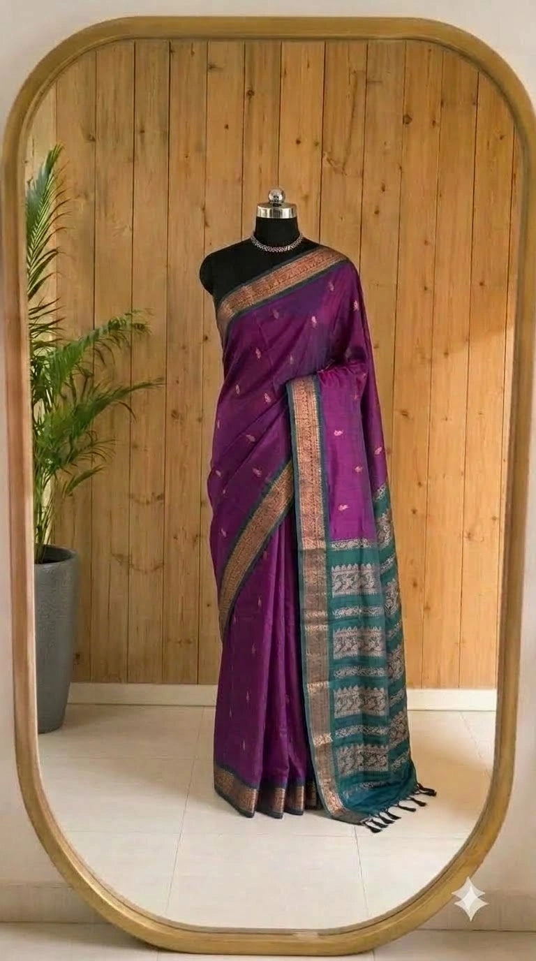 Dark Wine Kalyani Cotton Saree