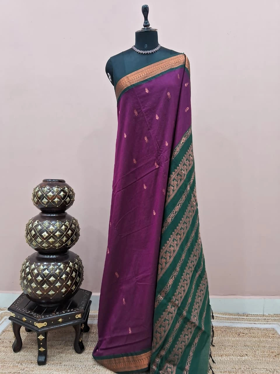 Dark Wine Kalyani Cotton Saree