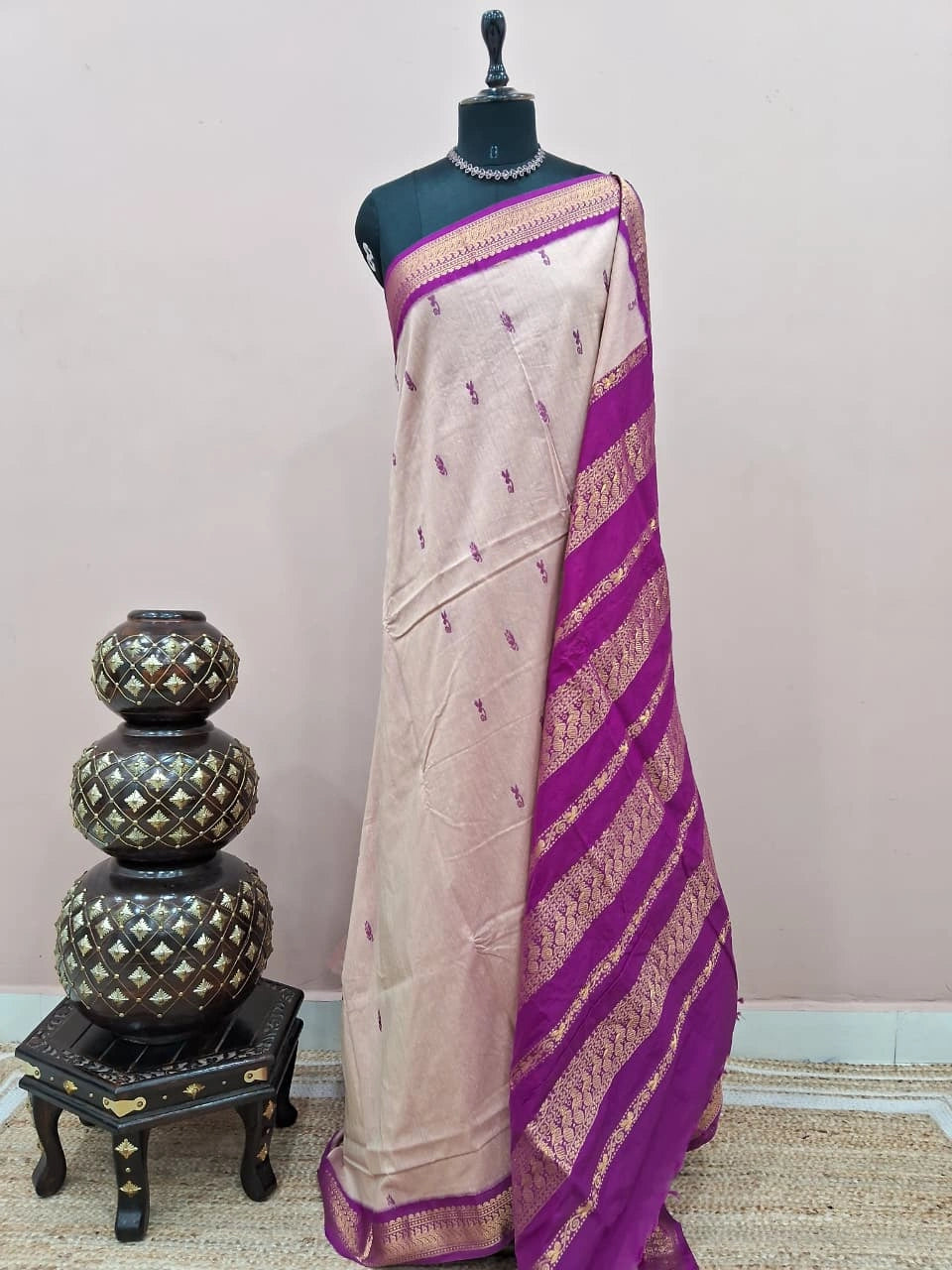 Beige Kalyani Cotton Saree