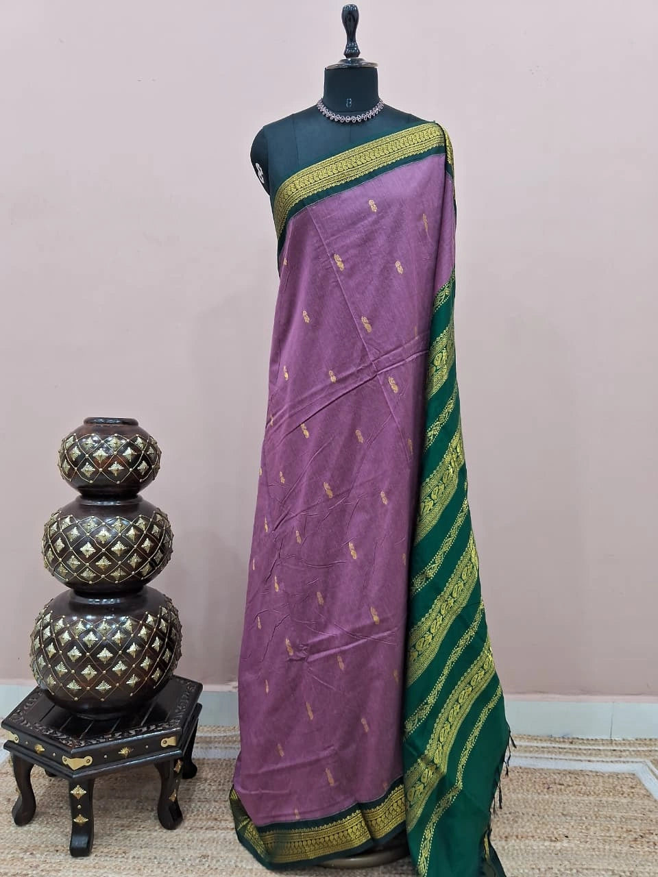 Onion Pink Kalyani Cotton Saree