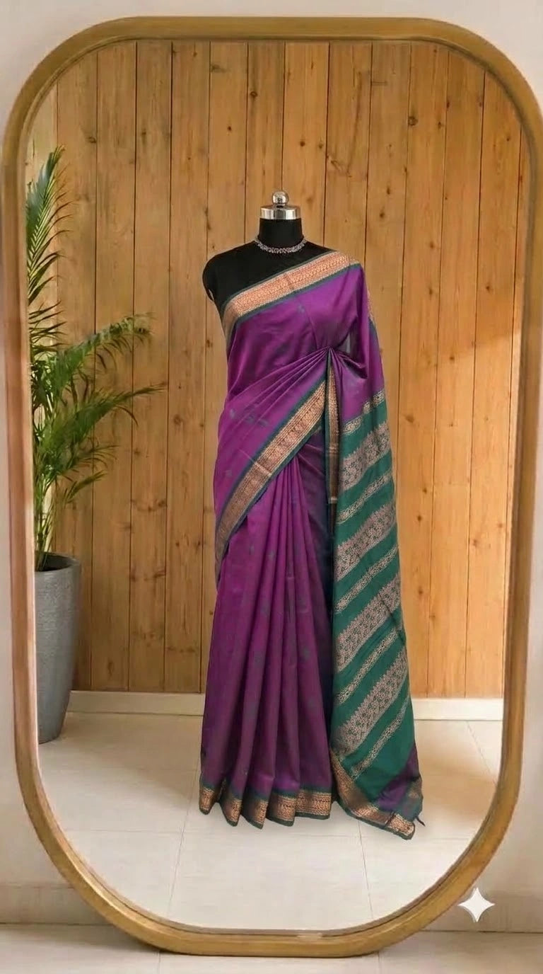 Dark Wine Kalyani Cotton Saree