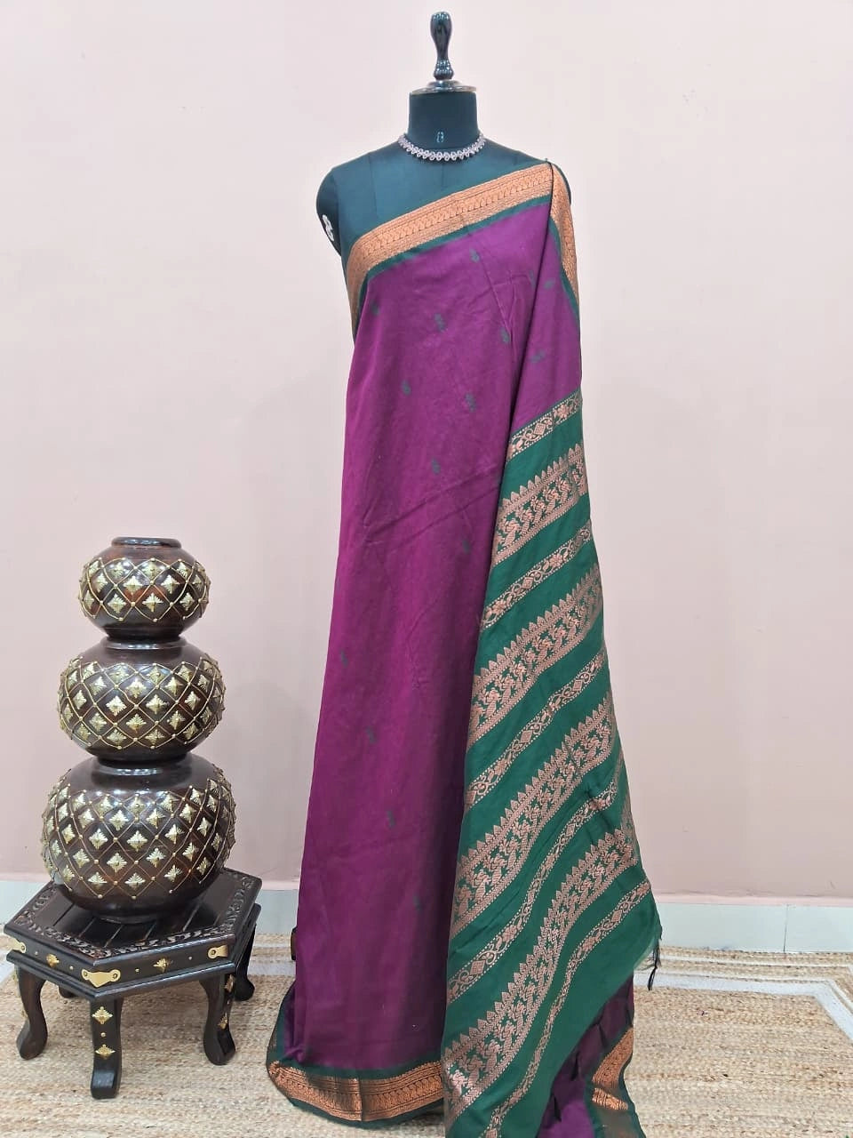 Dark Wine Kalyani Cotton Saree