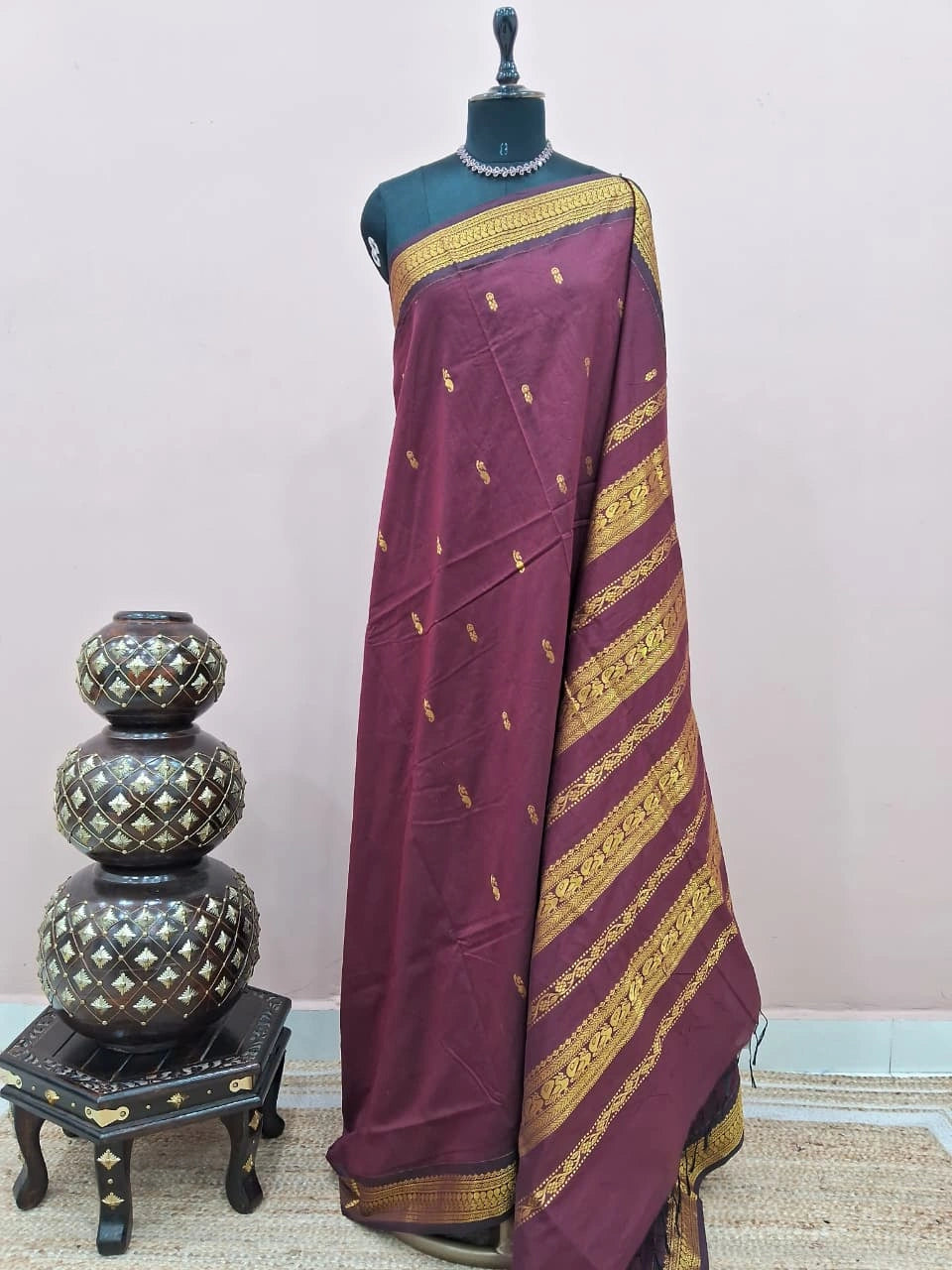 Maroon Kalyani Cotton Saree