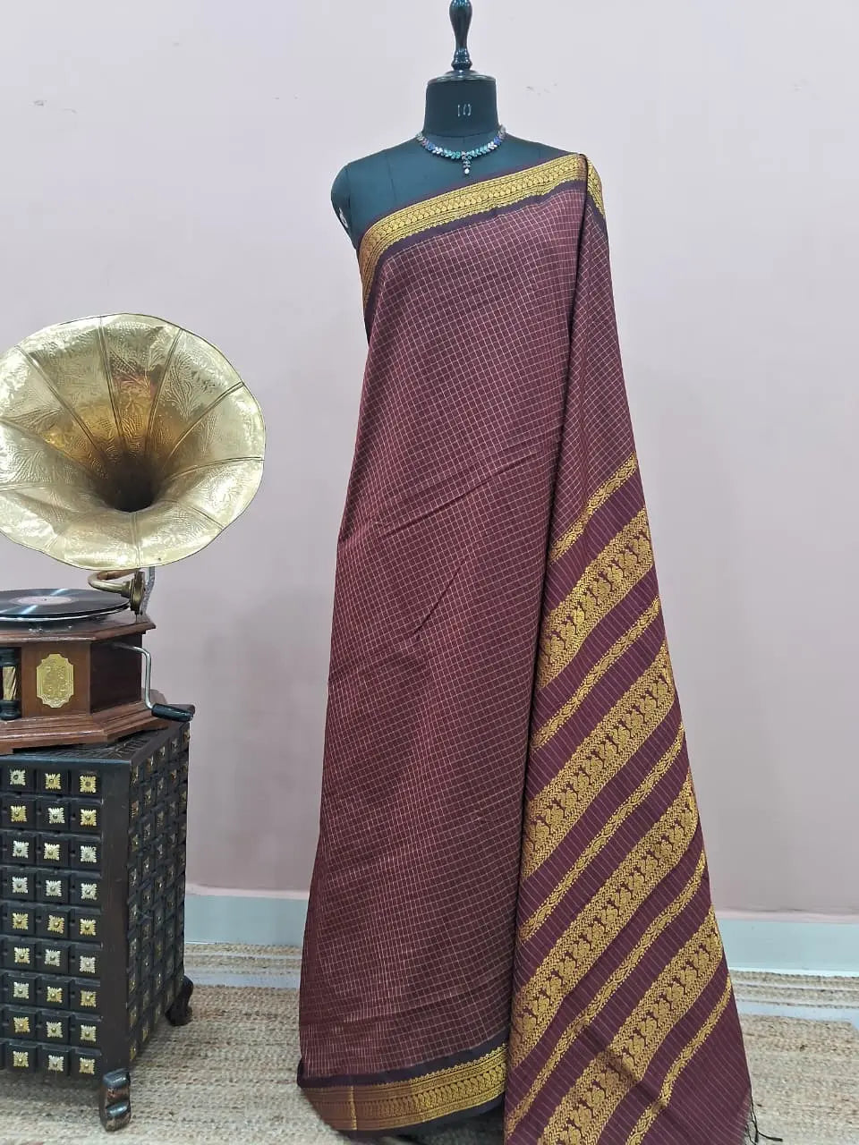 Dark Brown Kalyani Cotton Saree 1