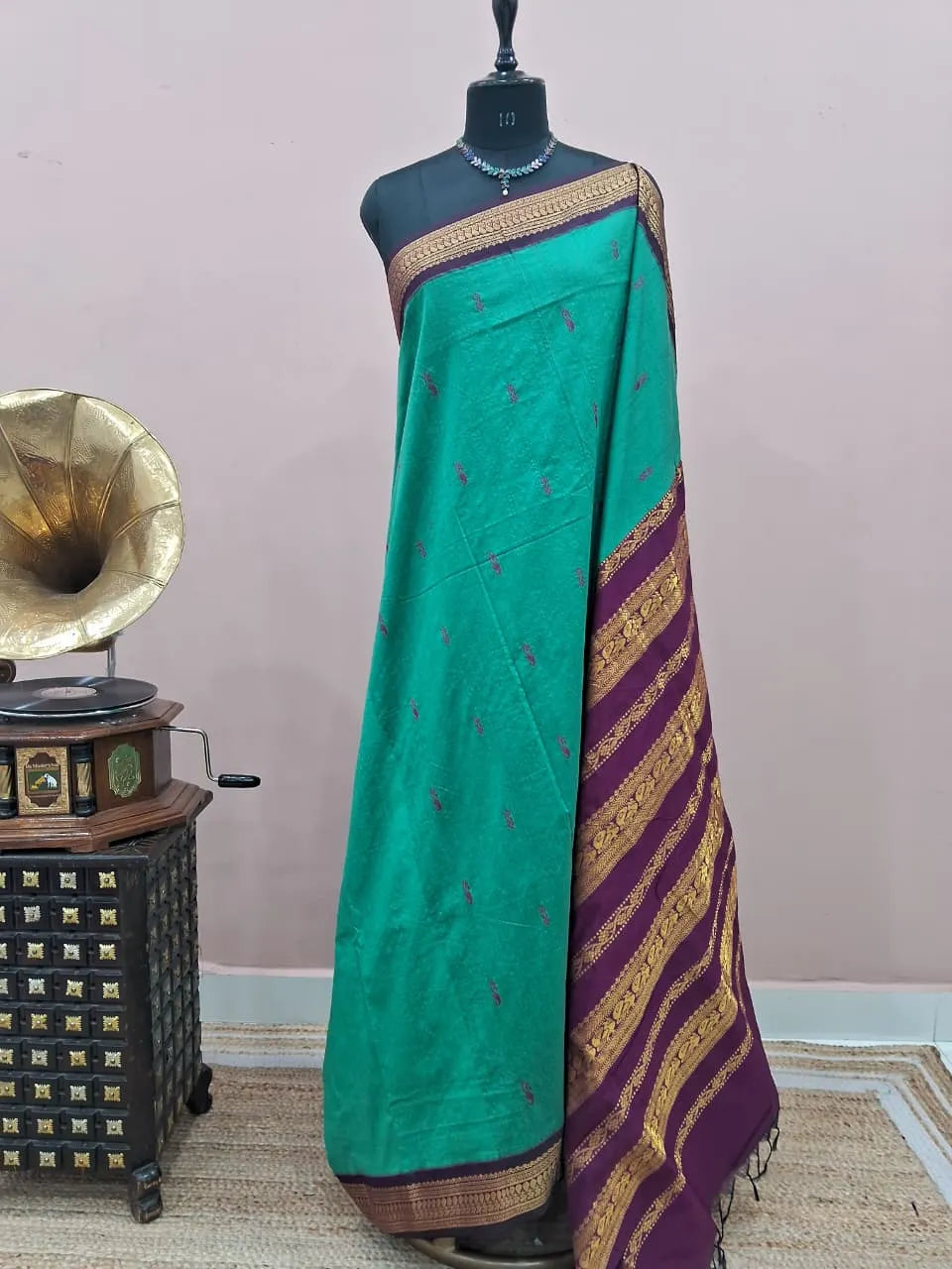 Sea Green Kalyani Cotton Saree 