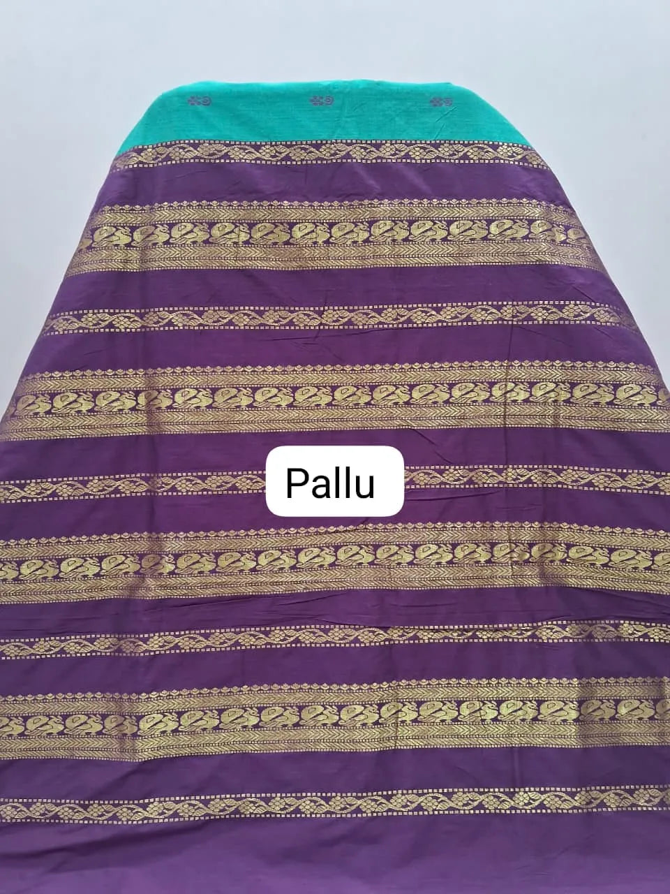 Sea Green Kalyani Cotton Saree pallu