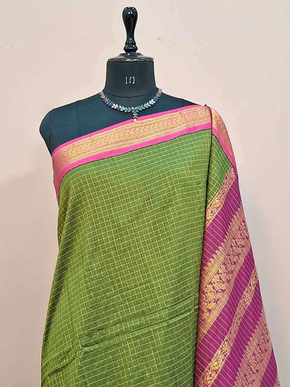Light Leaf Green Kalyani Cotton Saree 1