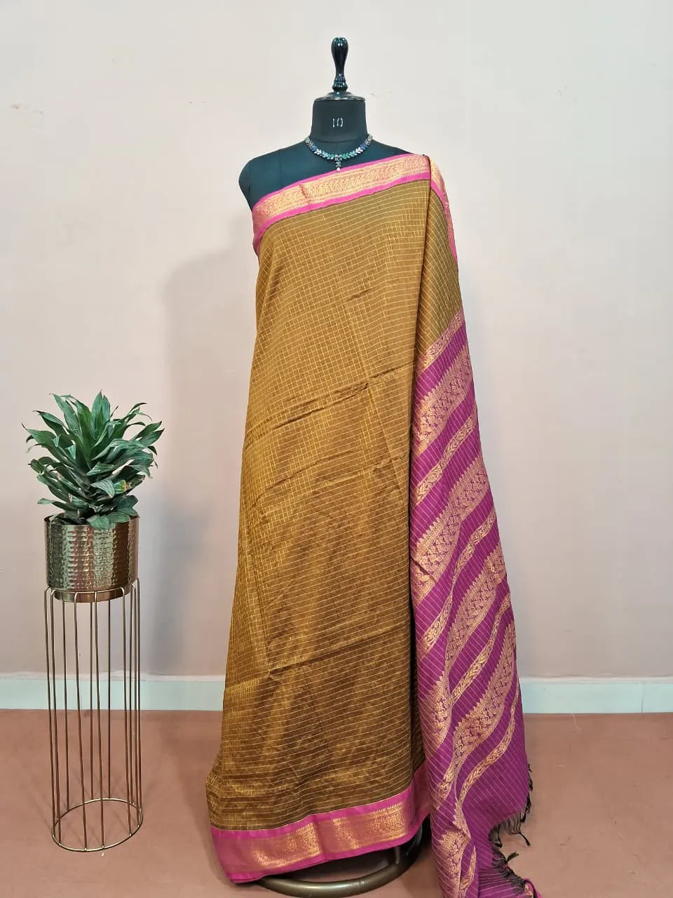 Dark Brown Kalyani Cotton Saree 