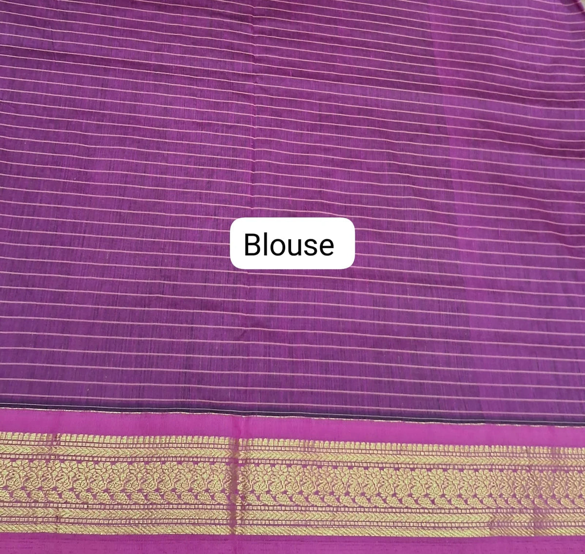 Dark Brown Kalyani Cotton Saree blouse