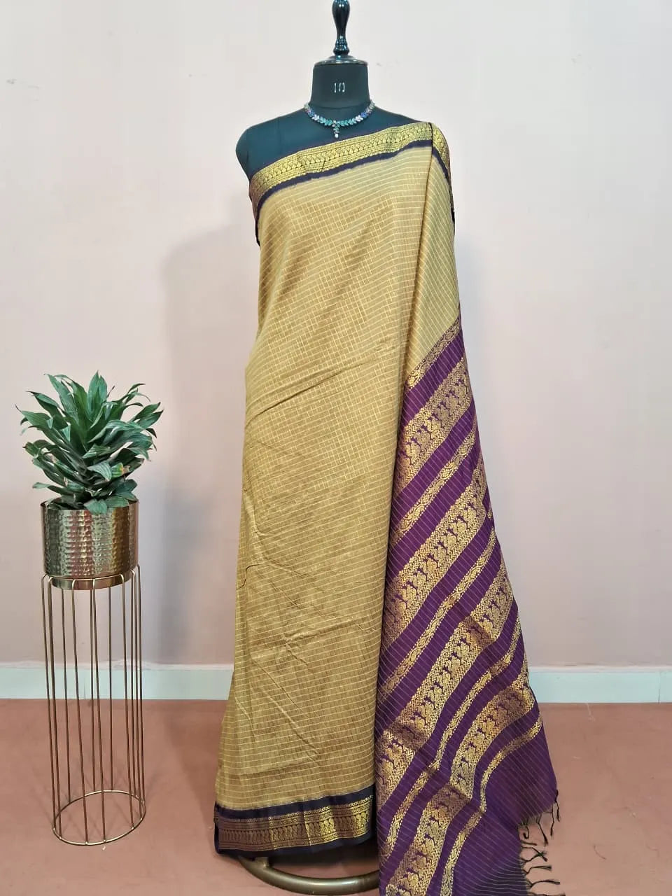 Dark Beige Kalyani Cotton Saree 