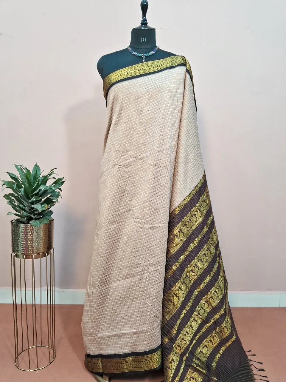 Beige Kalyani Cotton Saree 