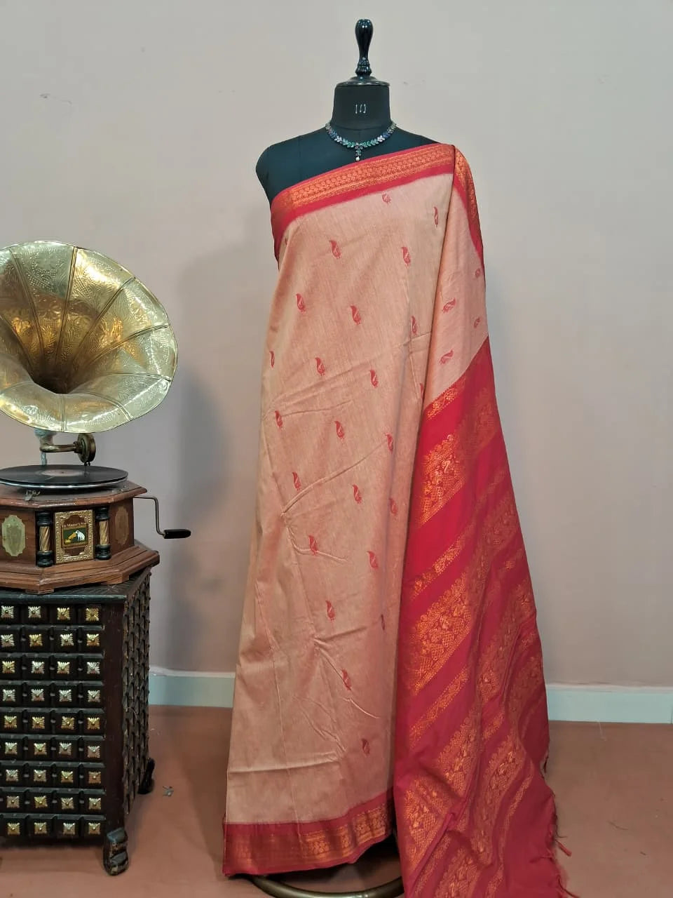Dark Beige Kalyani Cotton Saree 