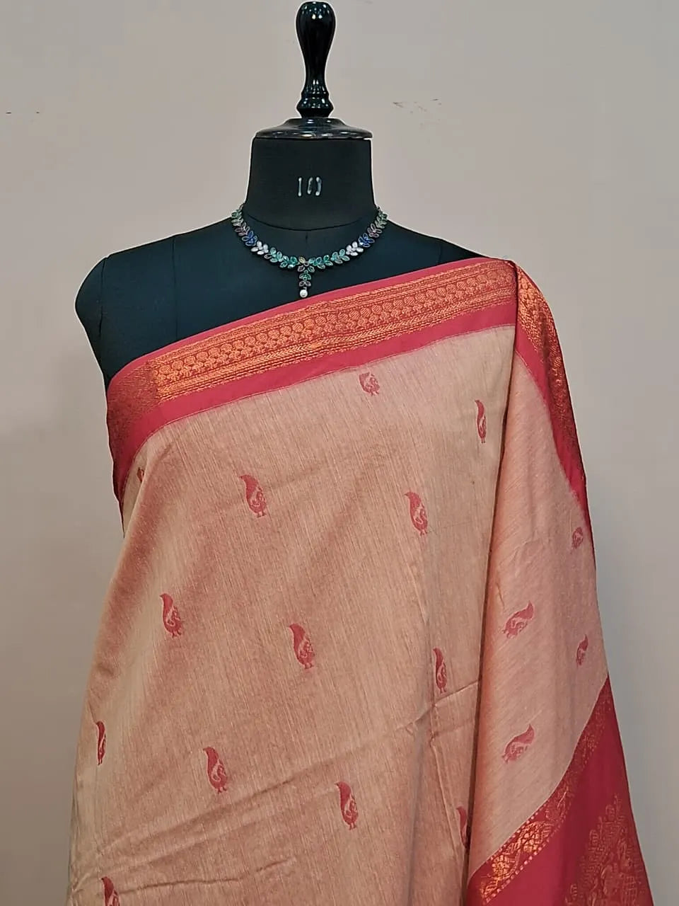 Dark Beige Kalyani Cotton Saree 1