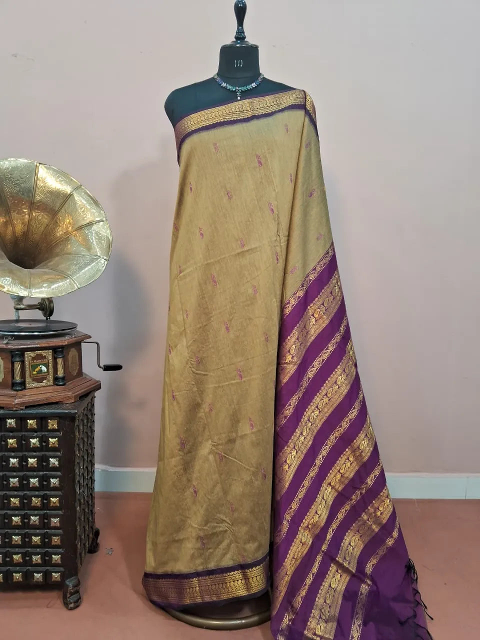 Dark Beige Kalyani Cotton Saree 