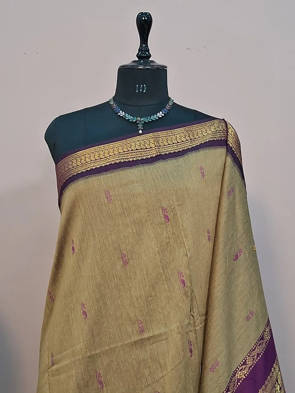 Dark Beige Kalyani Cotton Saree 1