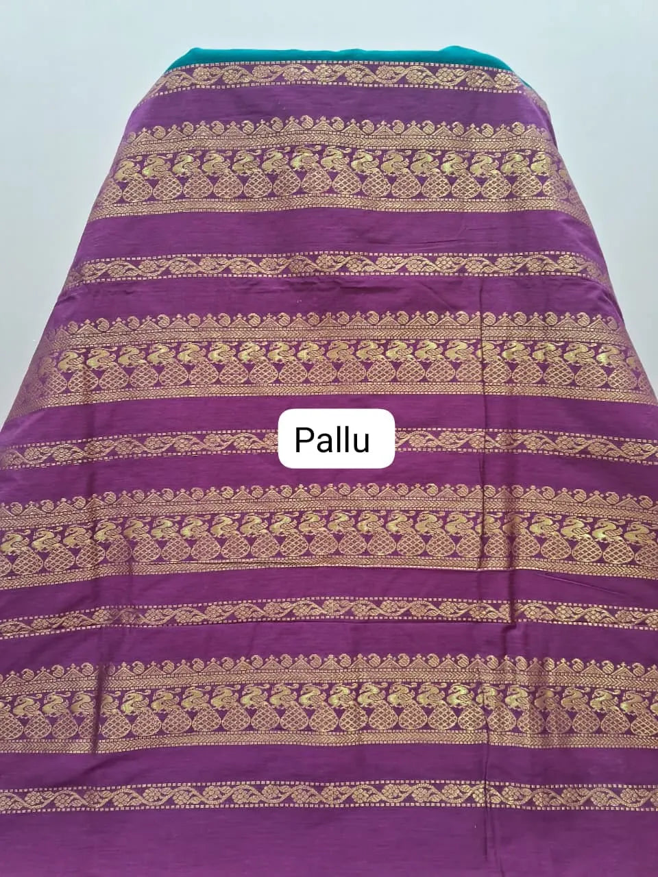 Teal Green Kalyani Cotton Saree pallu