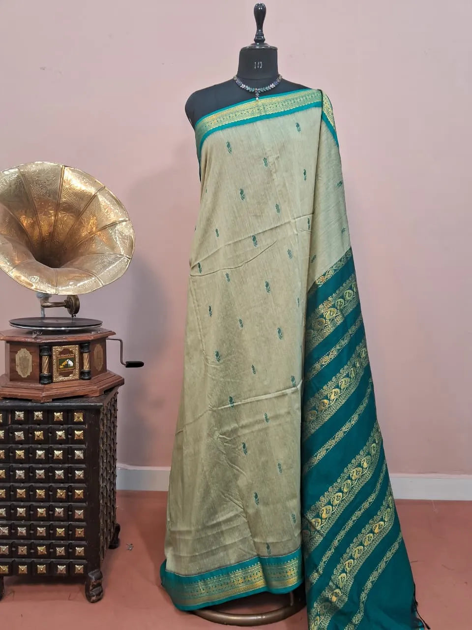 Light Pista Green Kalyani Cotton Saree 