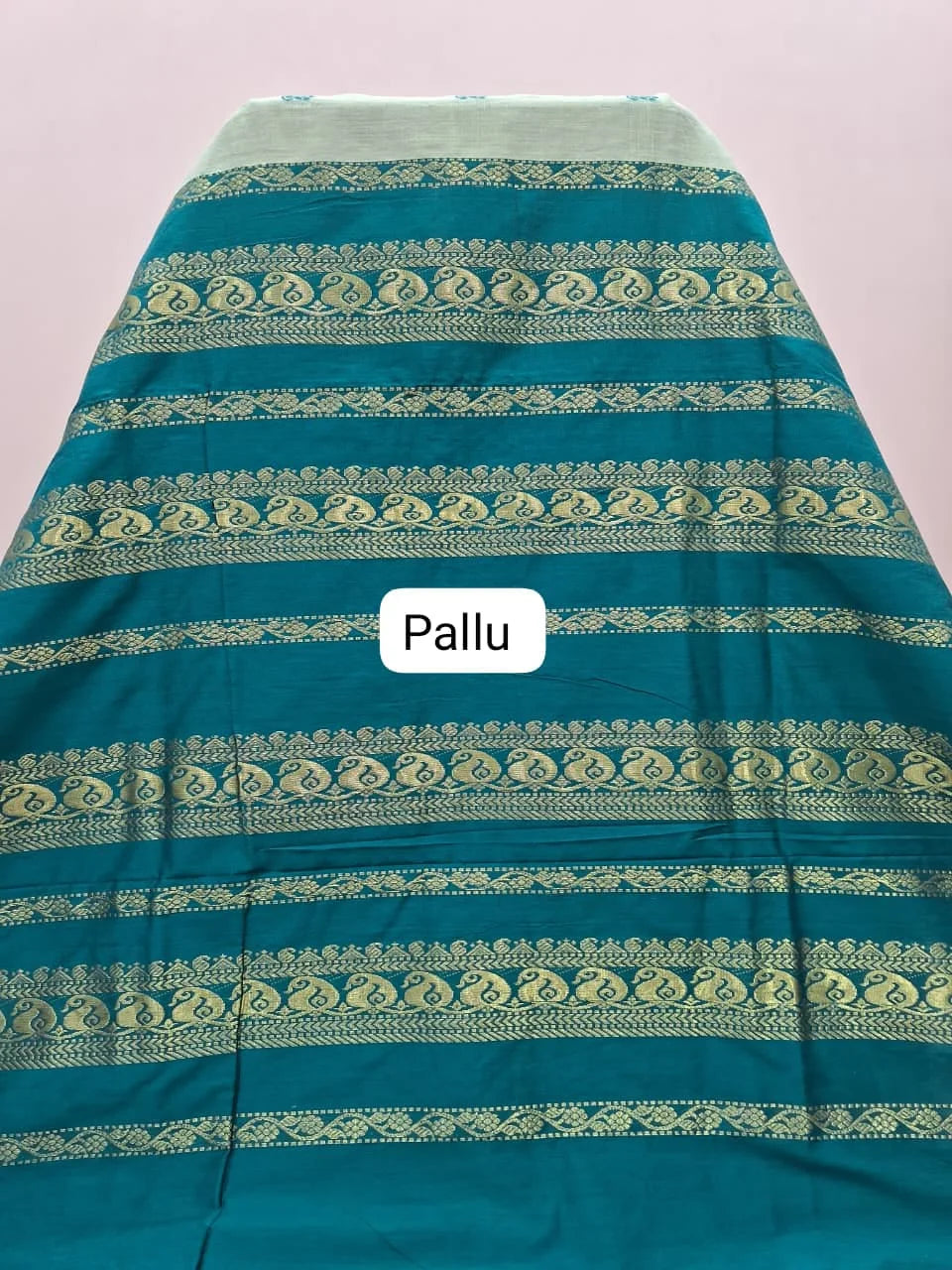 Light Pista Green Kalyani Cotton Saree pallu