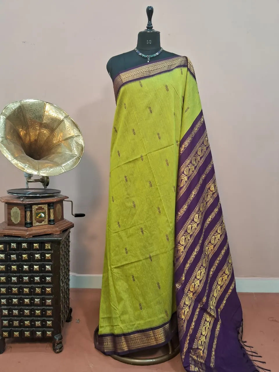 Lemon Green Kalyani Cotton Saree 