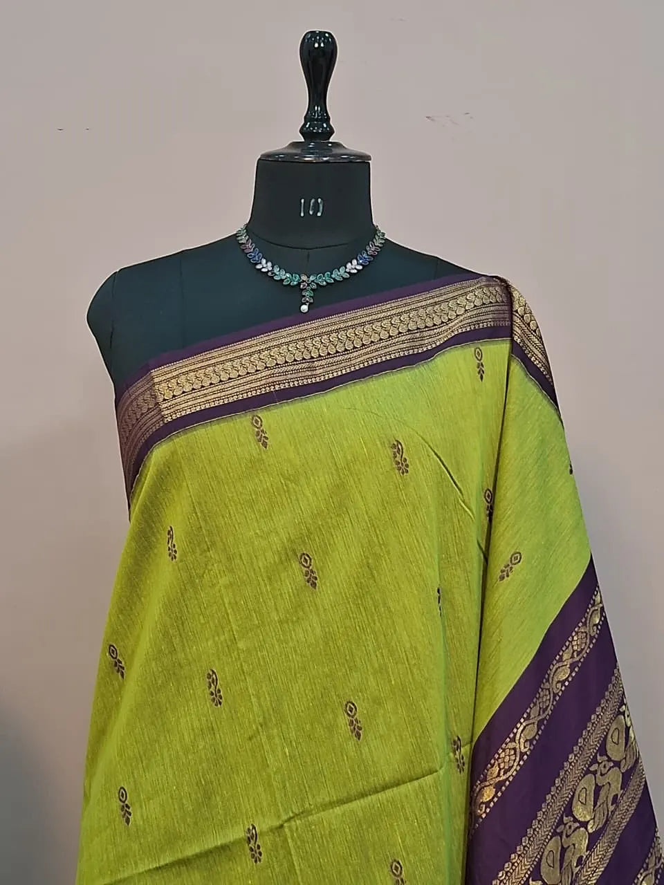 Lemon Green Kalyani Cotton Saree 1