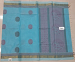 Aqua Blue Kanchi Cotton Saree pallu